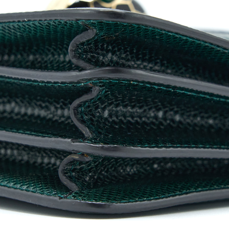 Bvlgari Top Handle Serpenti Forever Crossbody Bag Shiny Karung Skin Green LGHW