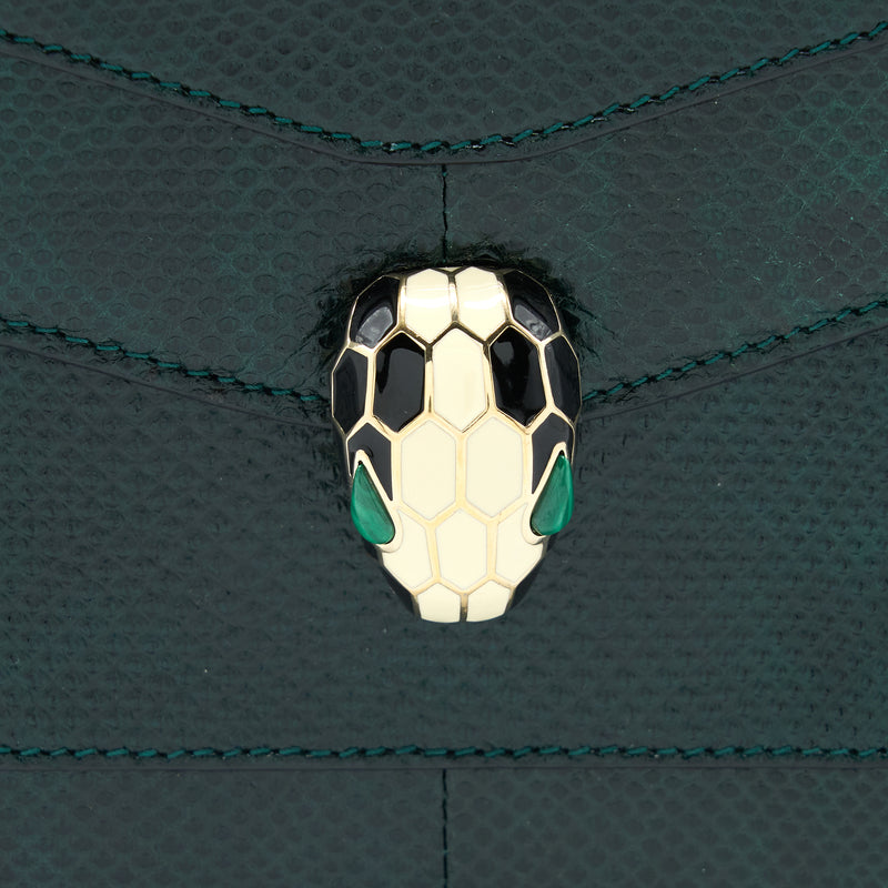 Bvlgari Top Handle Serpenti Forever Crossbody Bag Shiny Karung Skin Green LGHW