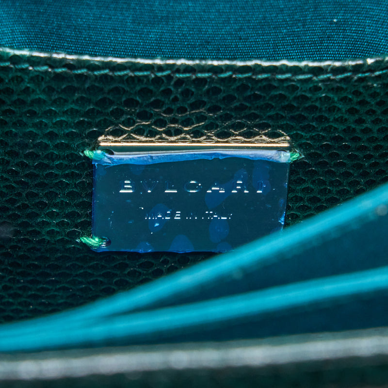 Bvlgari Top Handle Serpenti Forever Crossbody Bag Shiny Karung Skin Green LGHW