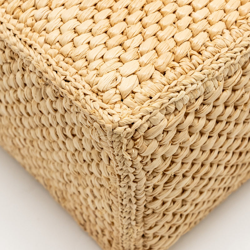 Loewe Small Font Tote Bag Raffia/Calfskin Natural GHW