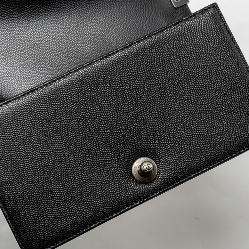 Chanel Small Boy Bag Caviar Black SHW (Microchip)