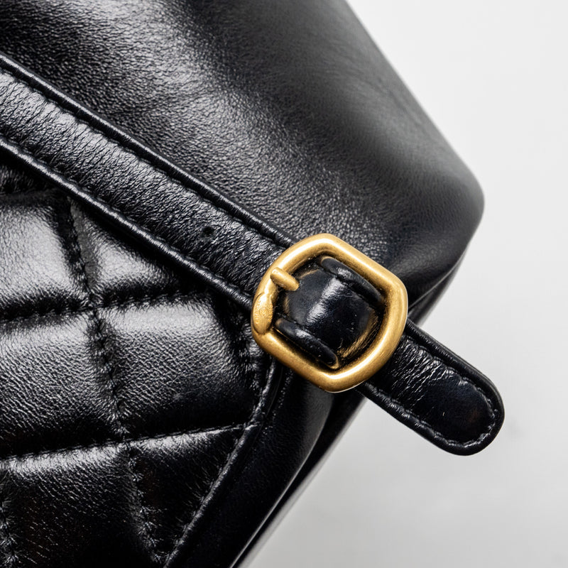 CHANEL 23K Mini Backpack Lambskin Black GHW (Microchip)