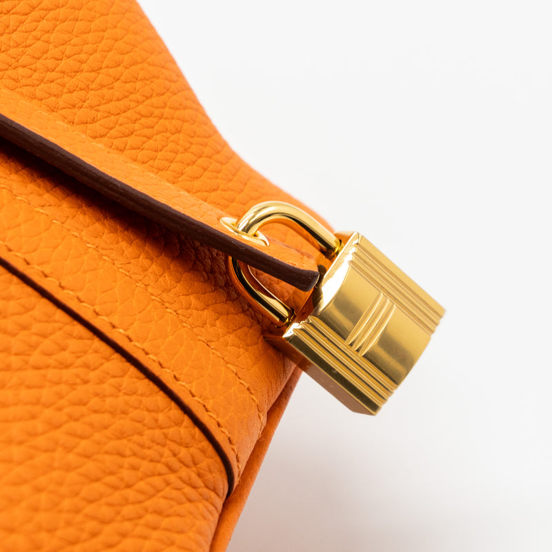 Hermes Picotin 18 Clemence 93 Orange GHW Stamp U