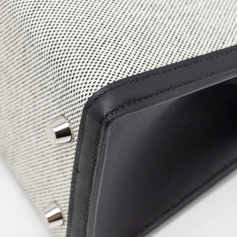 Hermes Kelly 25 Sellier Toile H/Swift Ecru-Black/Black SHW Stamp K