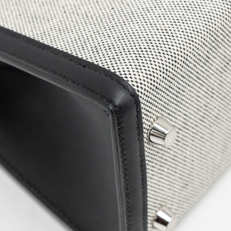 Hermes Kelly 25 Sellier Toile H/Swift Ecru-Black/Black SHW Stamp K