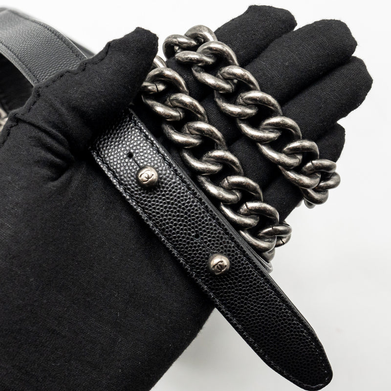 Chanel Small Boy Bag Caviar Black SHW (Microchip)