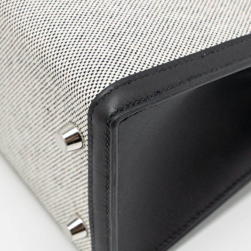 Hermes Kelly 25 Sellier Toile H/Swift Ecru-Black/Black SHW Stamp K