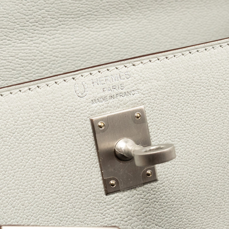 Hermes Kelly 25 Special Order Chèvre Mysore Gris Perle/Etoupe Brushed SHW Stamp Z