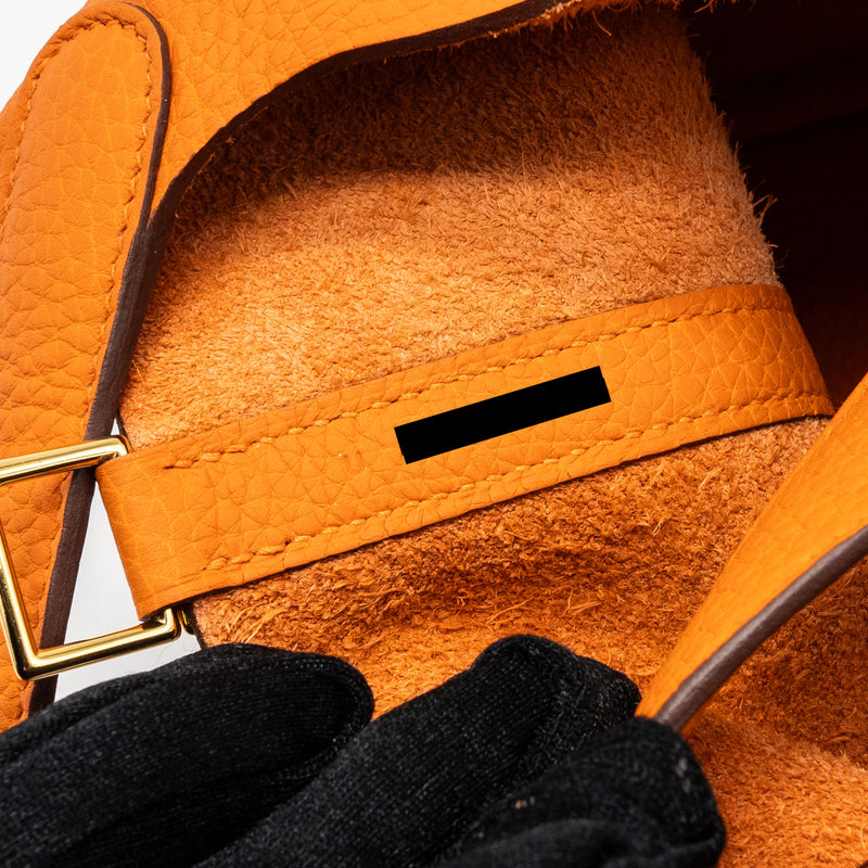 Hermes Picotin 18 Clemence 93 Orange GHW Stamp U