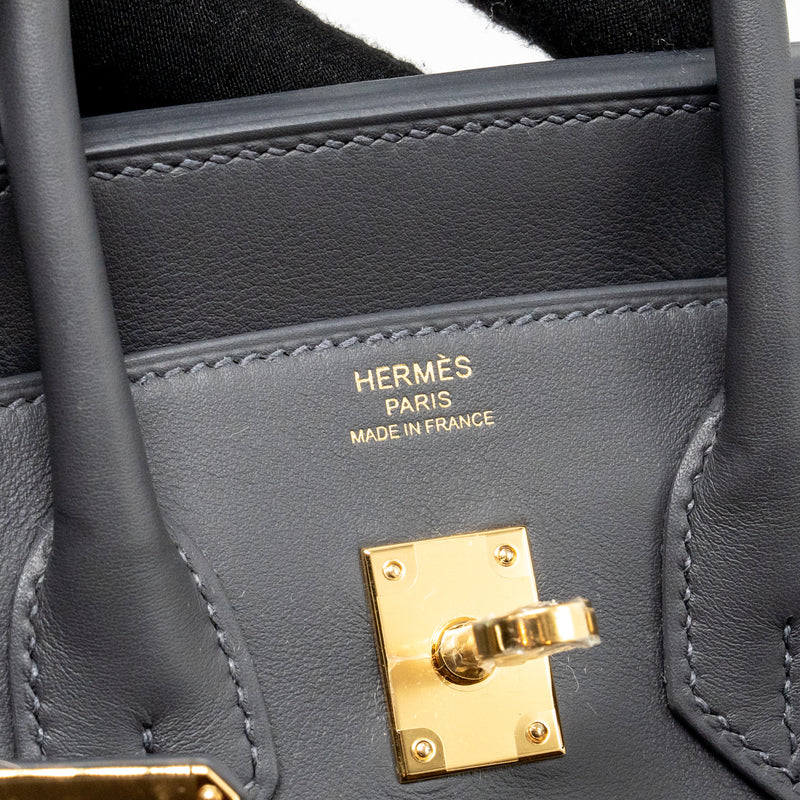 Hermes Birkin 25 Toile Swift/Canvas Ecru-Ardoise/Ardoise GHW Stamp K