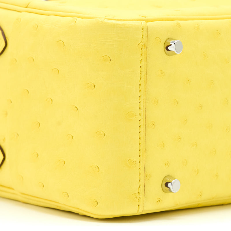 Hermes Mini Lindy Ostrich Jaune Citron SHW Stamp Y