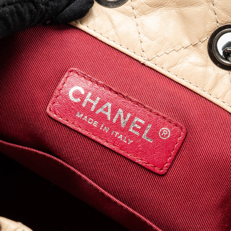 Chanel Small Gabrielle Backpack Aged Calfskin Beige/Black Multicolour Hardware