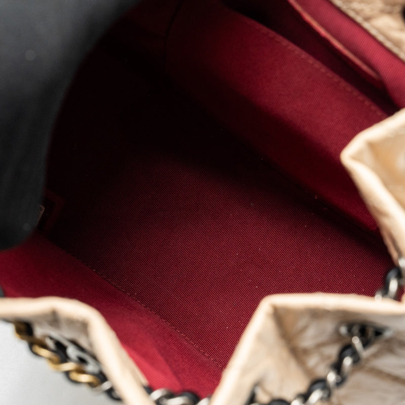 Chanel Small Gabrielle Backpack Aged Calfskin Beige/Black Multicolour Hardware