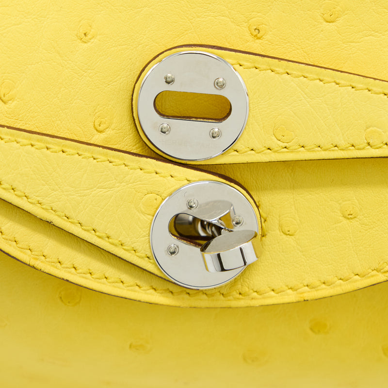 Hermes Mini Lindy Ostrich Jaune Citron SHW Stamp Y