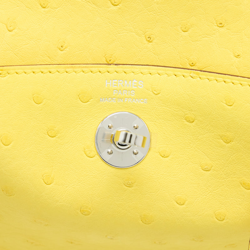 Hermes Mini Lindy Ostrich Jaune Citron SHW Stamp Y