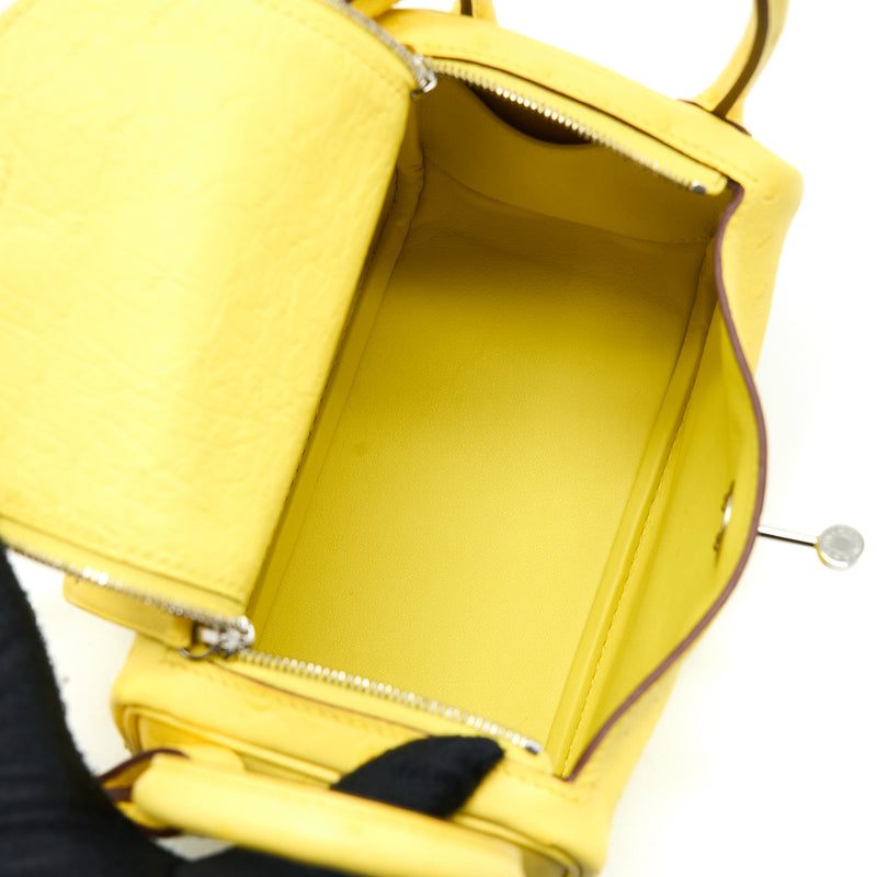 Hermes Mini Lindy Ostrich Jaune Citron SHW Stamp Y