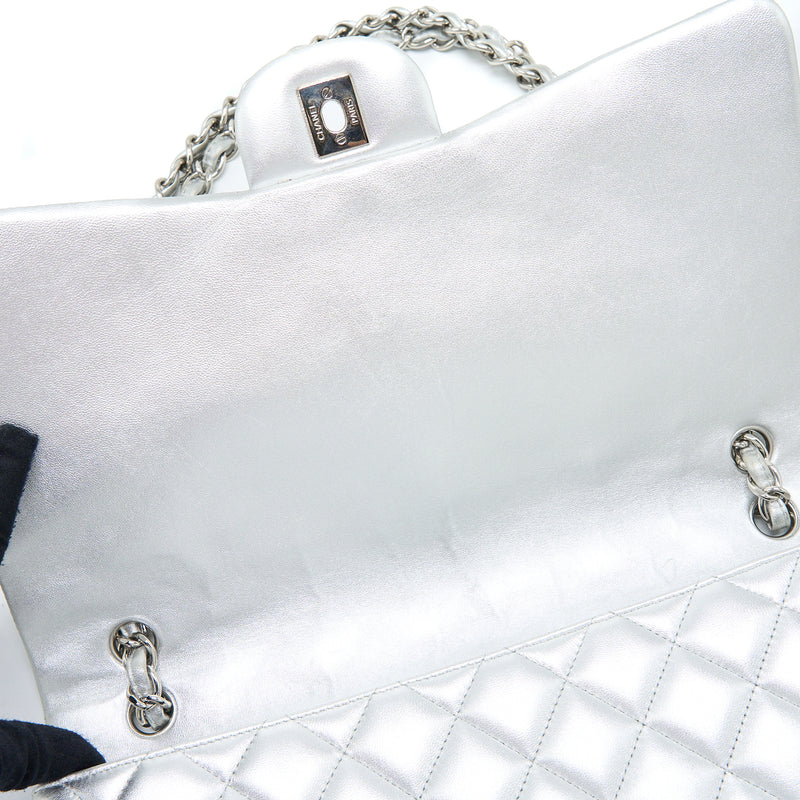 Chanel Maxi Classic Single Flap Bag Lambskin Silver SHW