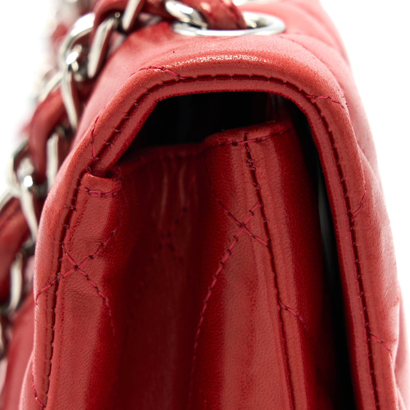 Chanel Classic Jumbo Single Flap Bag Lambskin Red SHW