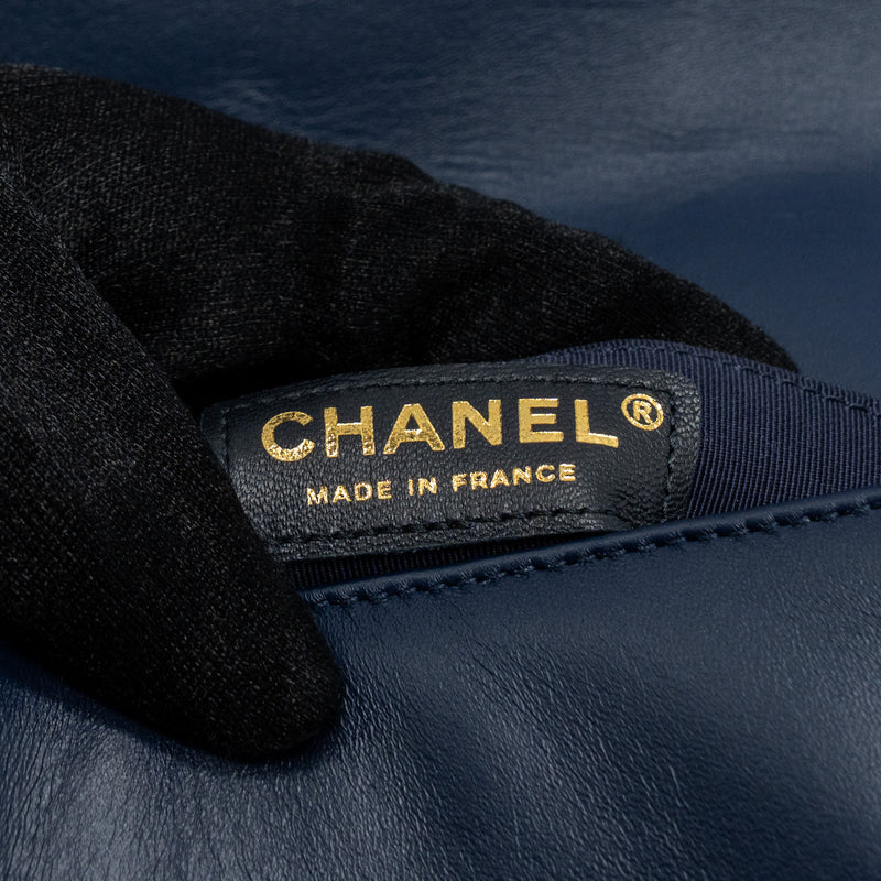 Chanel Medium Boy Bag Lambskin Dark Blue GHW