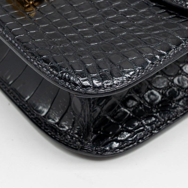 Hermes vintage Constance 24 shiny alligator dark blue GHW stamp circle Y