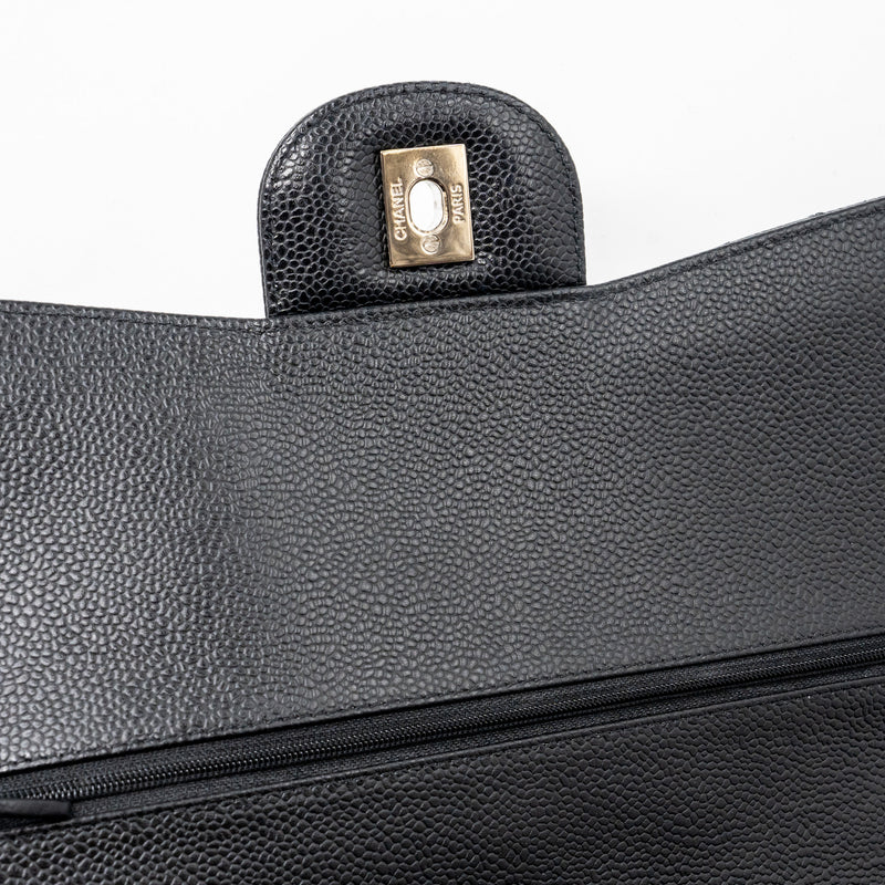 CHANEL JUMBO CLASSIC DOUBLE FLAP Caviar BLACK SHW