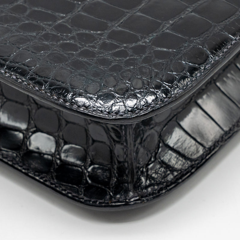 Hermes vintage Constance 24 shiny alligator dark blue GHW stamp circle Y