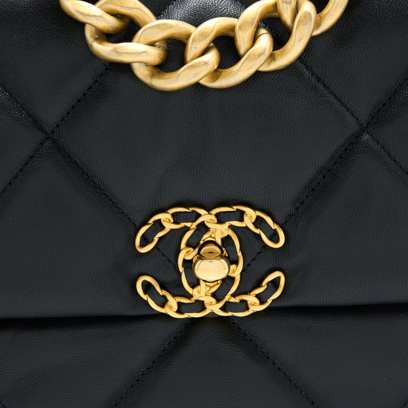 Chanel Medium 19 Bag Goatskin Black Multicolour Hardware