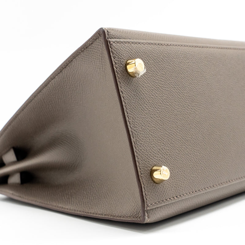 Hermes Kelly 28 Epsom Gris Etain GHW Stamp D