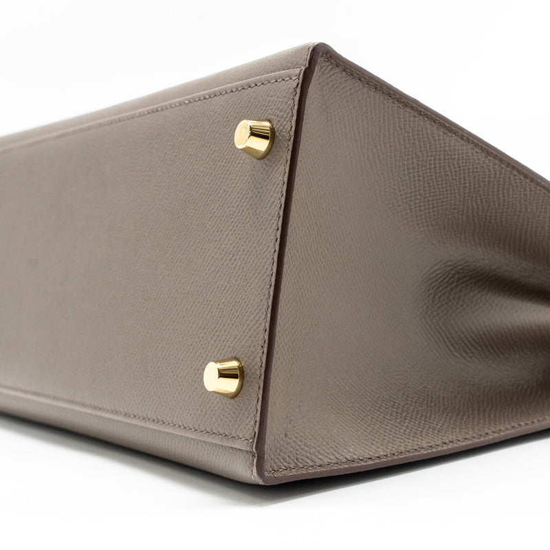 Hermes Kelly 28 Epsom Gris Etain GHW Stamp D