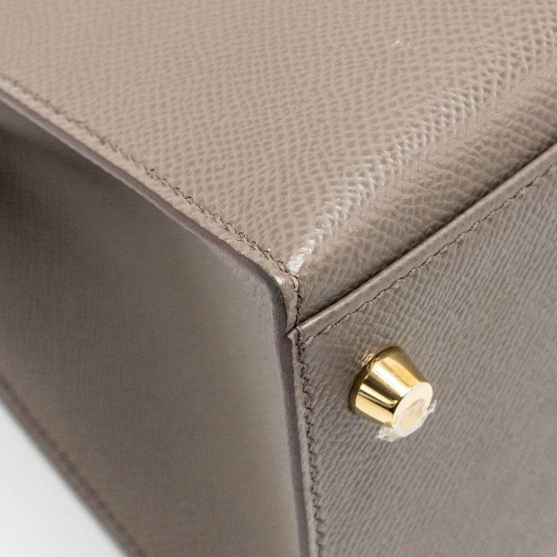 Hermes Kelly 28 Epsom Gris Etain GHW Stamp D