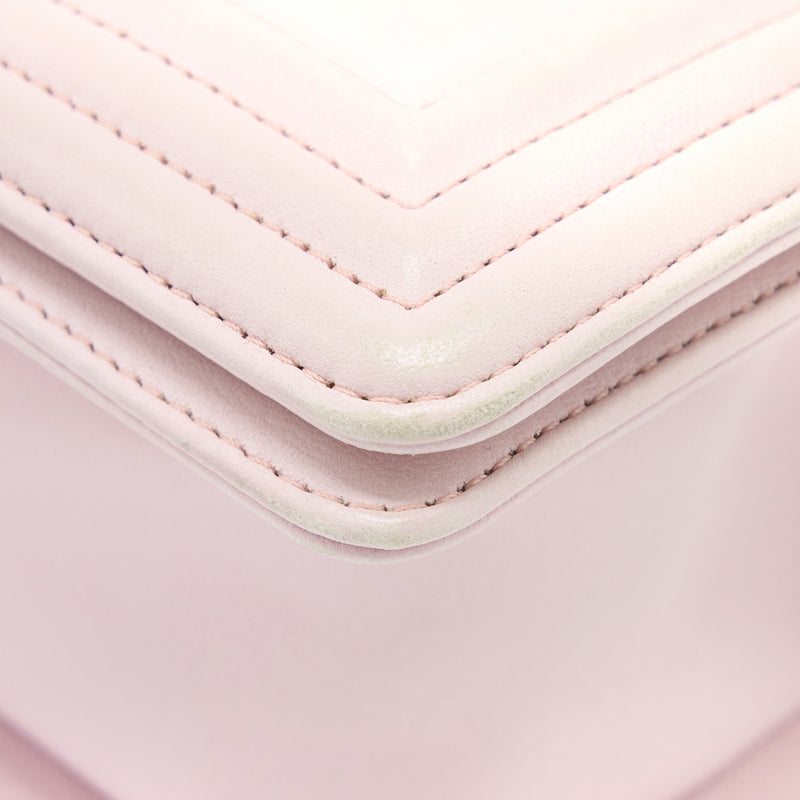 Chanel Chevron Small Boy Bag Limited Edition Lambskin Light Pink SHW