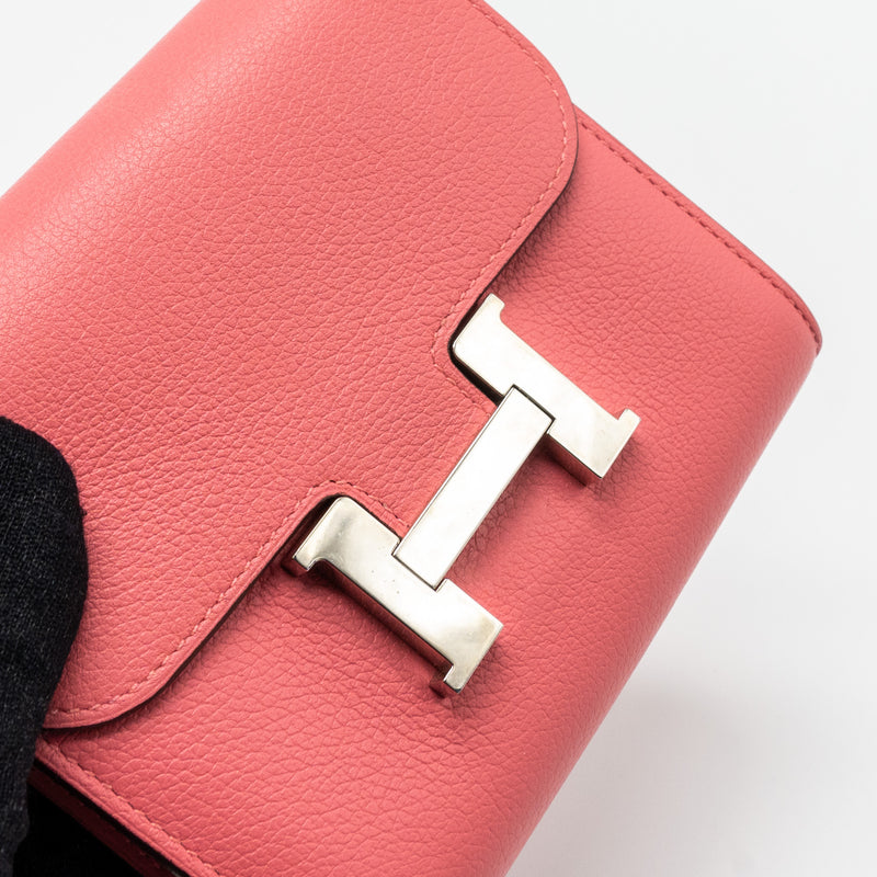 Hermes Constance Compact Wallet Evercolor Rose Azalee SHW Stamp C