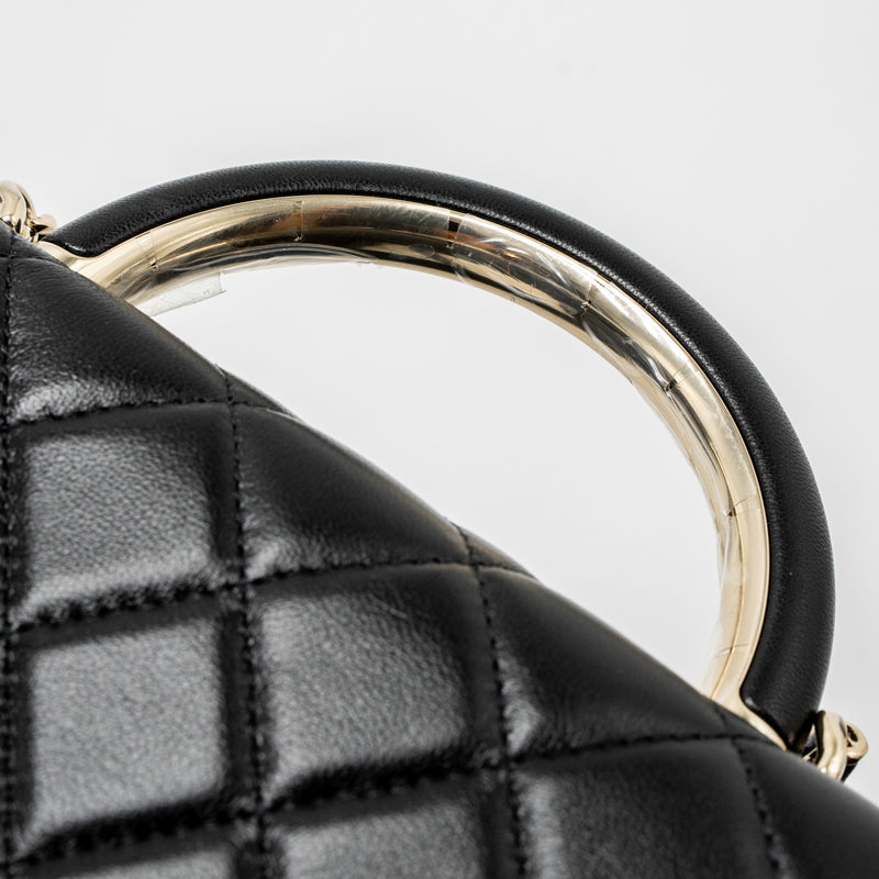 Chanel Leather Top Handle Wallet on Chain Lambskin Black LGHW (Microchip)