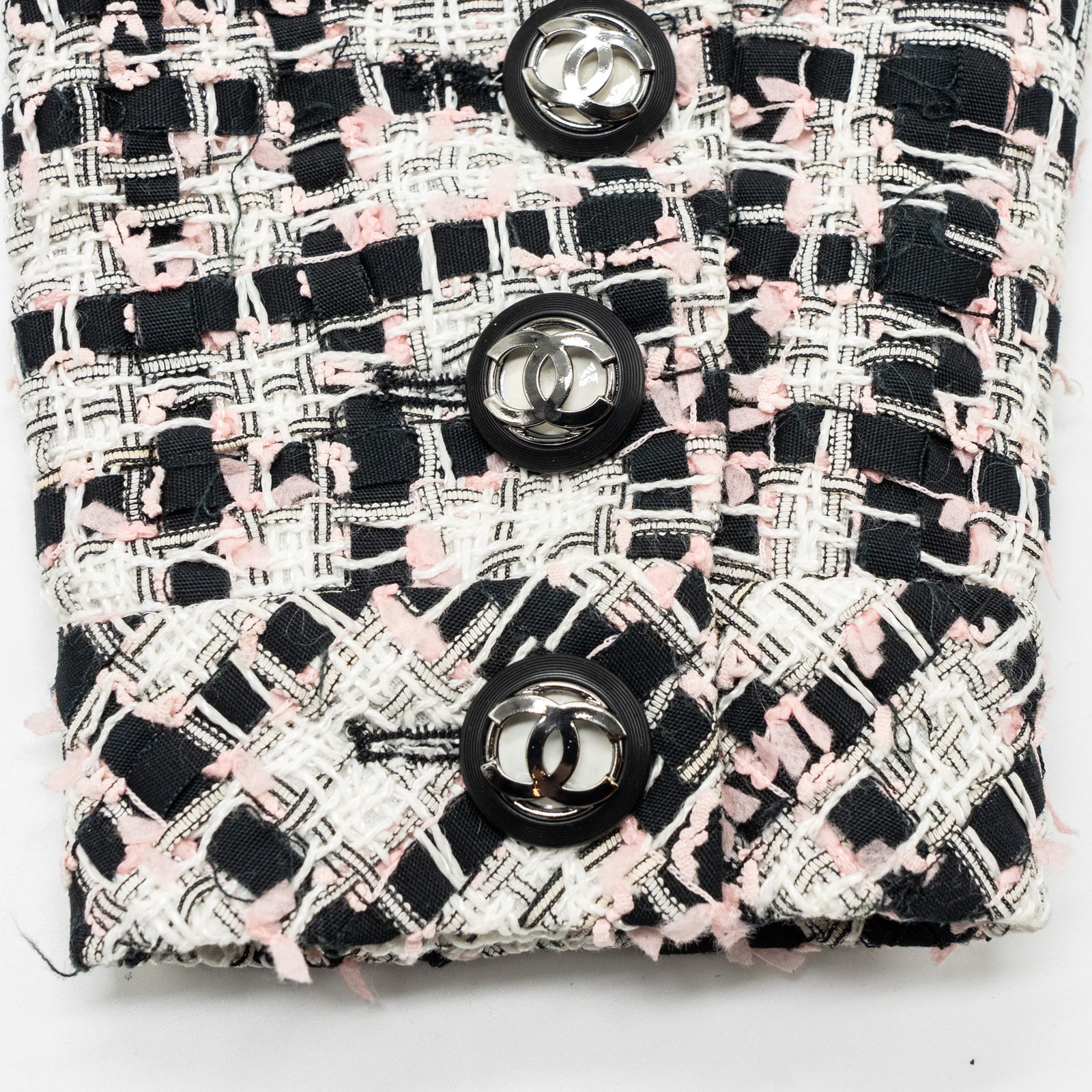 CHANEL Chanel 20P Size 34 Jacket Tweed Black/White/Ecru/Pink