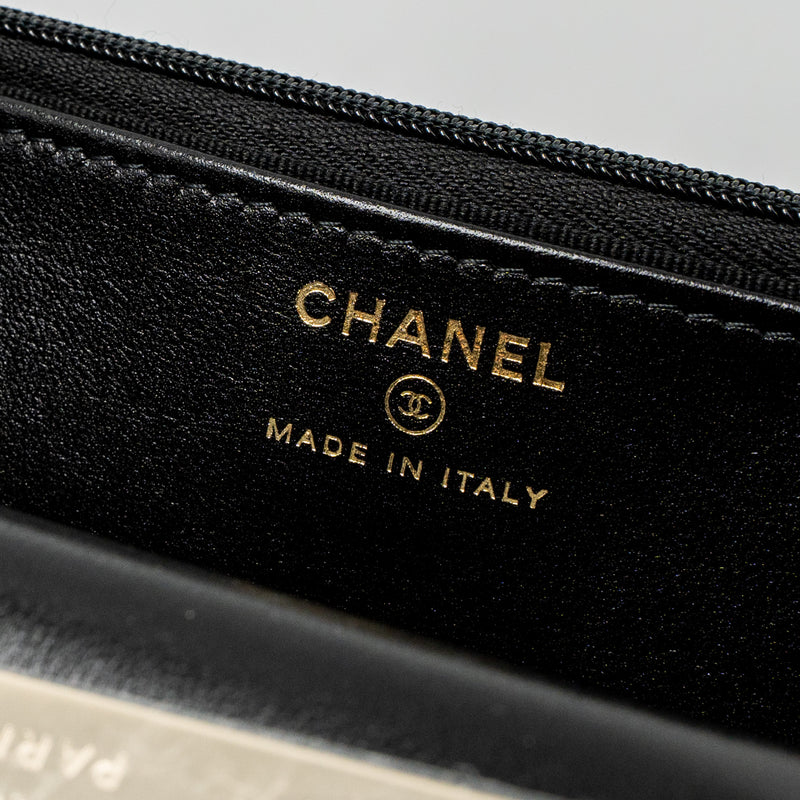 Chanel Leather Top Handle Wallet on Chain Lambskin Black LGHW (Microchip)