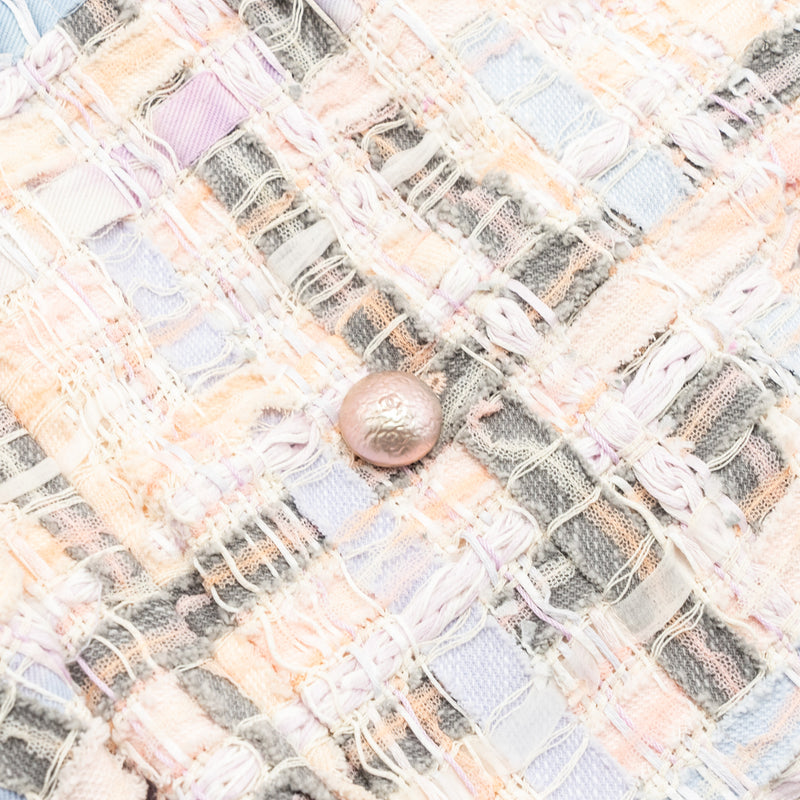 Chanel 18P Size 38 Jacket Cotton Tweed Pink/Blue/Grey/Lavender