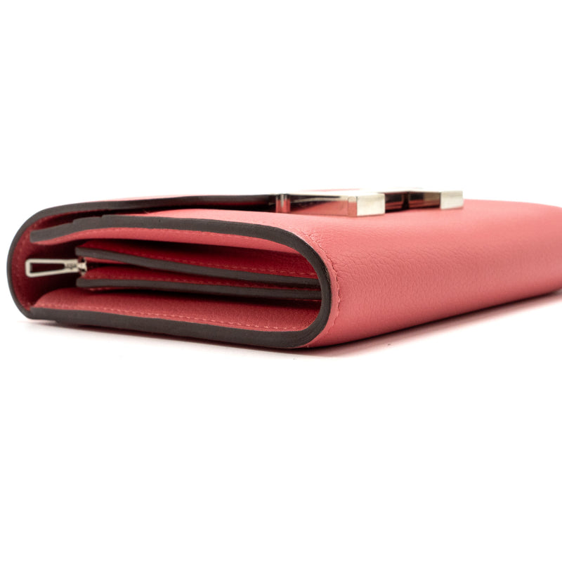 Hermes Constance Compact Wallet Evercolor Rose Azalee SHW Stamp C