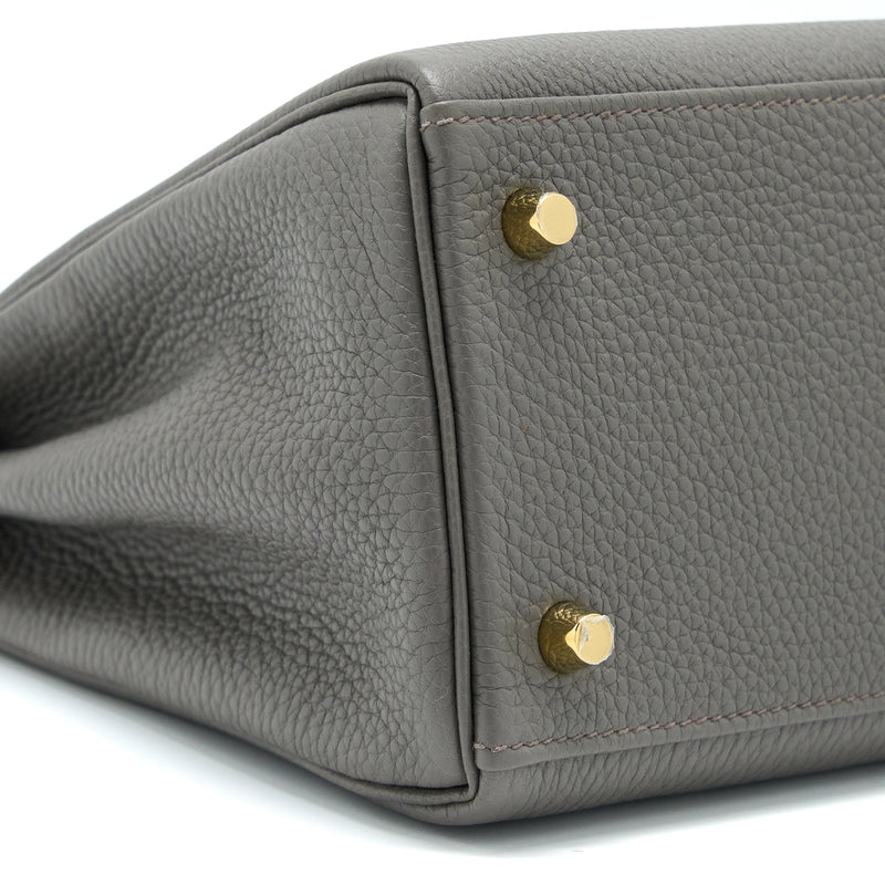Hermes Kelly 28 Togo Gris Etain GHW Stamp U