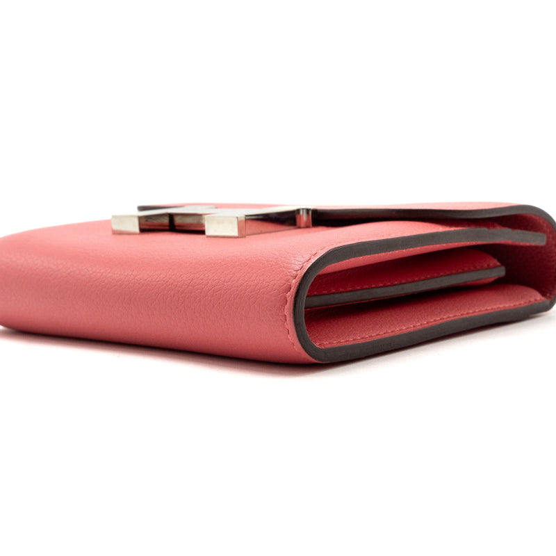 Hermes Constance Compact Wallet Evercolor Rose Azalee SHW Stamp C