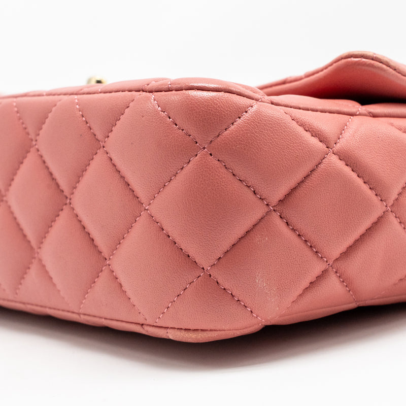Chanel Charm chain quilted flap bag lambskin pink LGHW