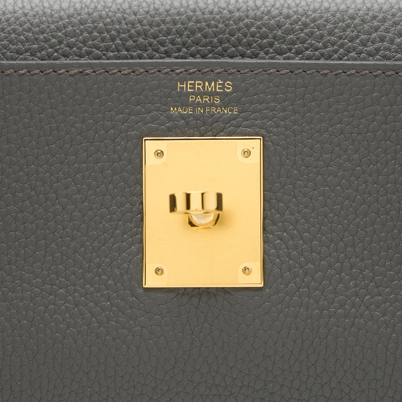 Hermes Kelly 28 Togo Gris Etain GHW Stamp U