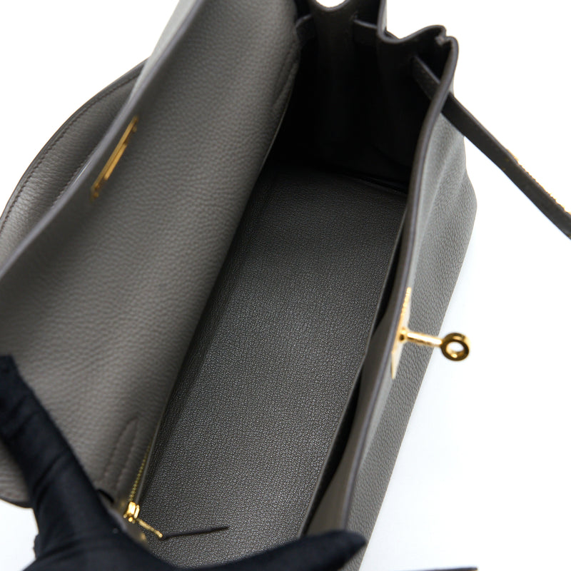 Hermes Kelly 28 Togo Gris Etain GHW Stamp U