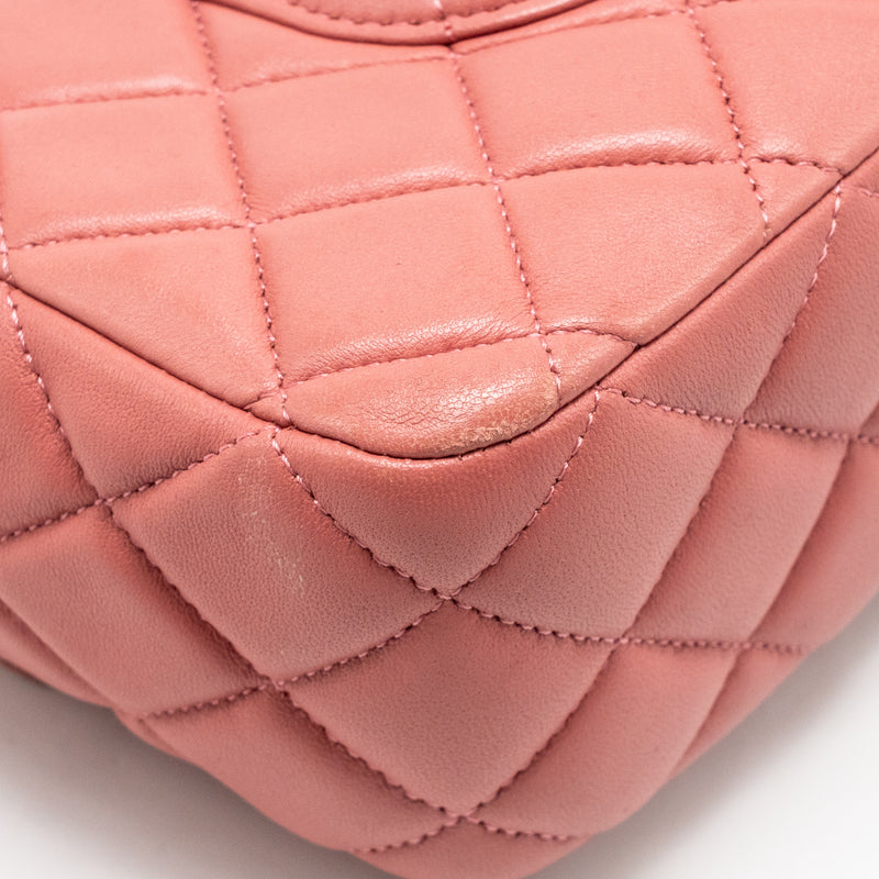 Chanel Charm chain quilted flap bag lambskin pink LGHW