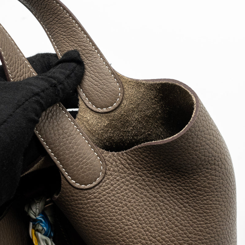 Hermes Picotin 22 Lock Bag Clemence Etoupe SHW stamp Z