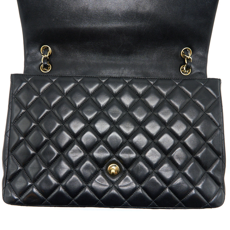 Chanel Maxi Single Flap Bag Lambskin Black GHW