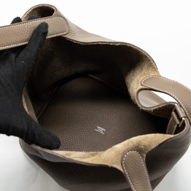 Hermes Picotin 22 Lock Bag Clemence Etoupe SHW stamp Z