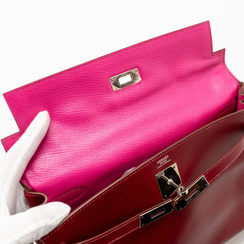 Hermes Kelly 32 Box Rubis/Rose Tyrien SHW Stamp Square O
