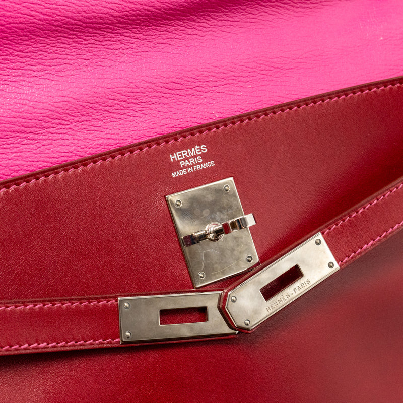 Hermes Kelly 32 Box Rubis/Rose Tyrien SHW Stamp Square O