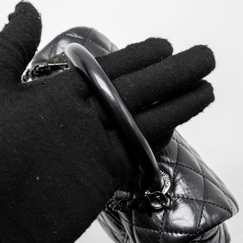 Chanel small coco handle aged calfskin black with black hardware