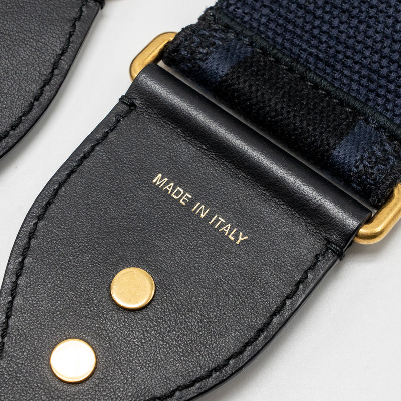 Dior Shoulder strap fabric / leather dark blue / black GHW